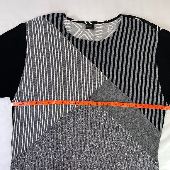 Dairi Morocco Artsy Top Knit Patchwork Black White 3/4 Sleeves Natural Fibers OS - Picture 5 of 10